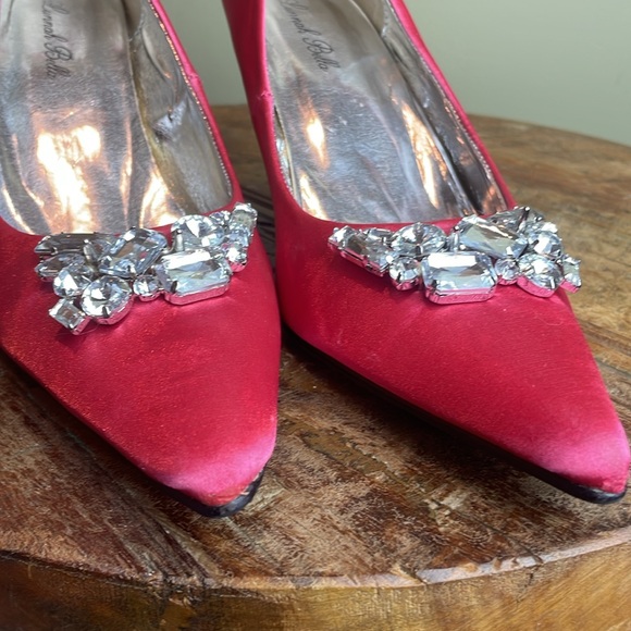 Lunnah Bella Pink Textile and Rhinestone Pointed Toe Shoe High Heel Size 8.5 M - Picture 2 of 10